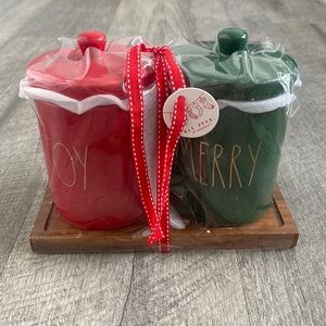 CHristmas Rae Dunn JOY MERRY canisters holiday Rae Dunn kitchen jars